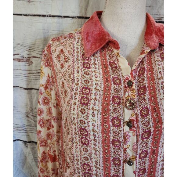 Aratta Silent Journey Flowy Print Button Front Tunic Size Small - Picture 4 of 5